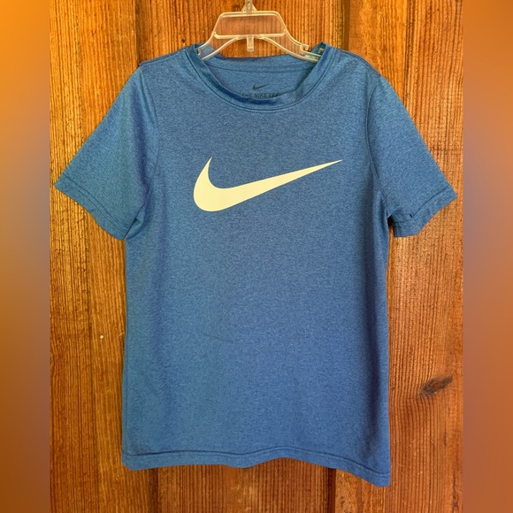 Nike Other - Nike Blue Dri-Fit Short Sleeve White Swoosh Tee Boys Size S